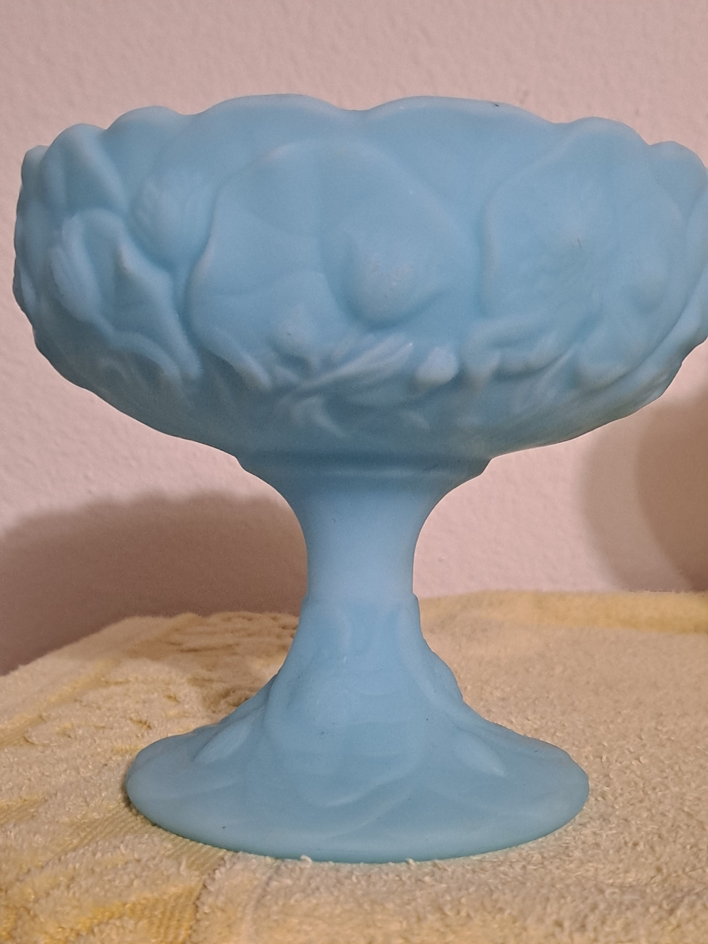 Blue Milk Glass Covered Compote Candy Dish - Picture 6 of 8